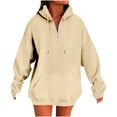 thumbnail image 2 of Yteetum Oversized Hoodies for Women Quarter Zip Up Lapel Drawstring Pullover Hooded Sweatshirts Top Womens Casual Solid Loose 1/4 Zip Up Turndown Collar Hooded Sweatshirts Fall Winter Colthes Clothes, 2 of 7