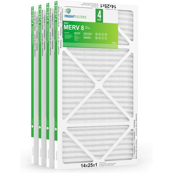 14x25x1 Air Filter 4 Pack, MERV 8 Pleated Dust Defense Air Filters Replacement Air Conditioner HVAC AC Furnace Filter, Durable and Lightweight
