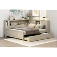 thumbnail image 5 of Full Size Storage Daybed with Trundle, Farmhouse Bed Frame with Shelves and Drawers, White Finish, 5 of 10