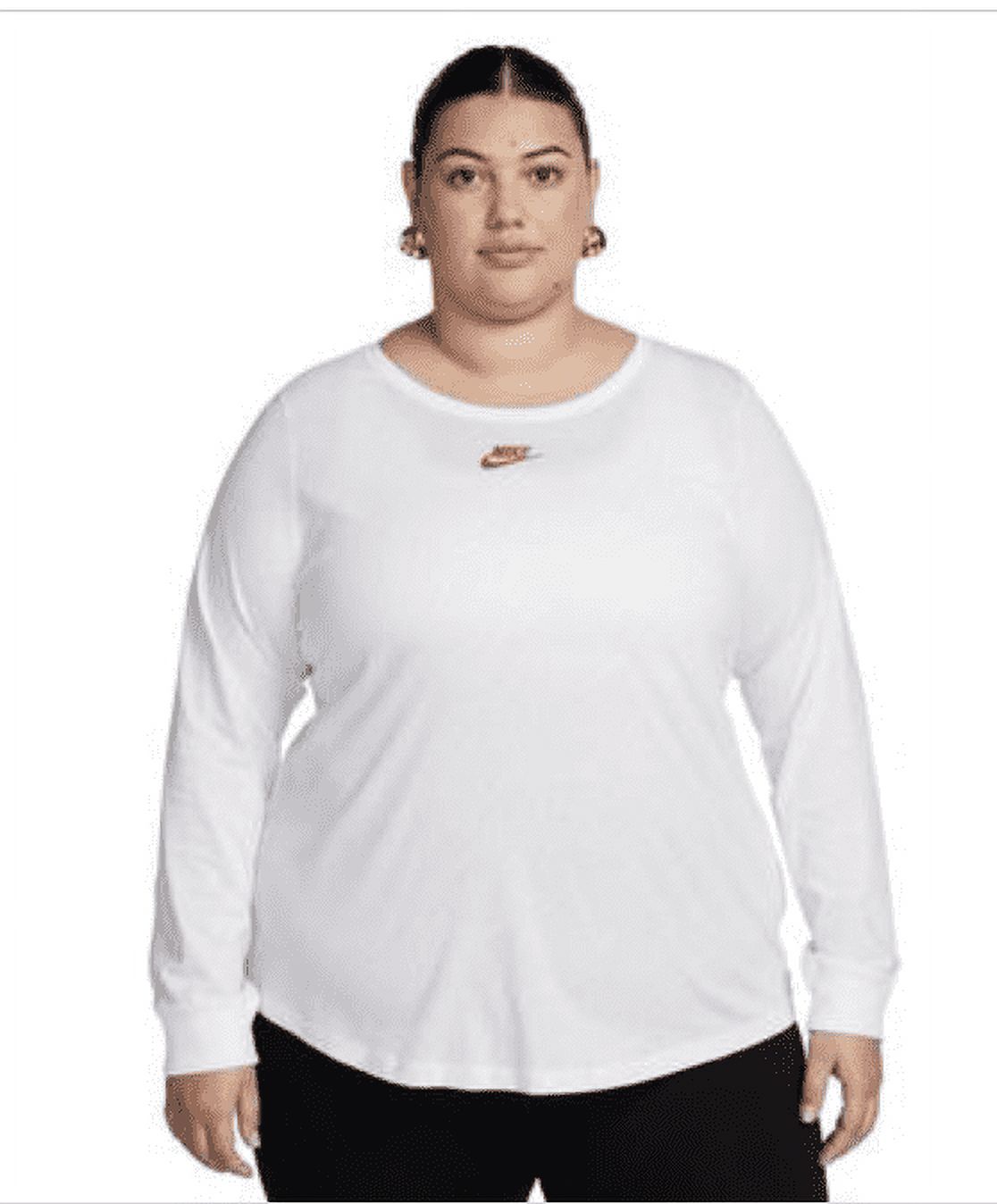 Nike Plus Size Sportswear Essentials Long-Sleeve Top White