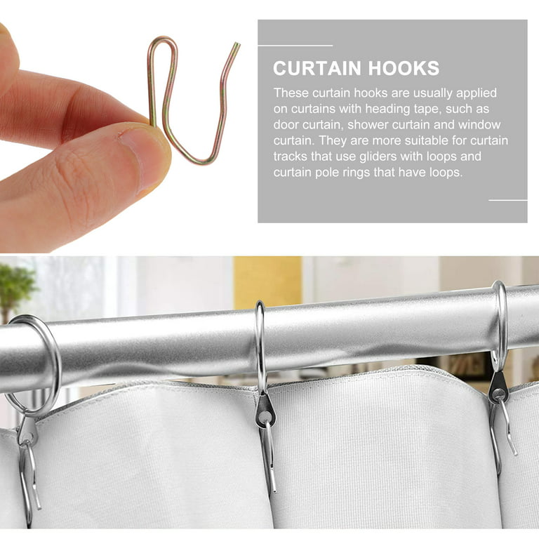 1 Pack Metal Curtain Hooks Rustproof Stainless Steel Plated Nickel Hooks  Heavy-Duty Offset Pin-On Drapery Hooks for Shower Curtain Window Curtain  Door Curtain (Big Pins) 