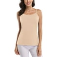 thumbnail image 4 of Women Basic Camisole Cotton Long Top Scoop Neck Tank with Adjustable Spaghetti Straps Solid Color Pack of 2, 4 of 6