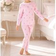 thumbnail image 3 of WIBACKER 2-7 Years Toddler and Little Girls' Long Sleeve Pajamas Set Cotton Top and Pants 2 Piece Sleepwear Pjs - Pink Flowers, 3 of 12