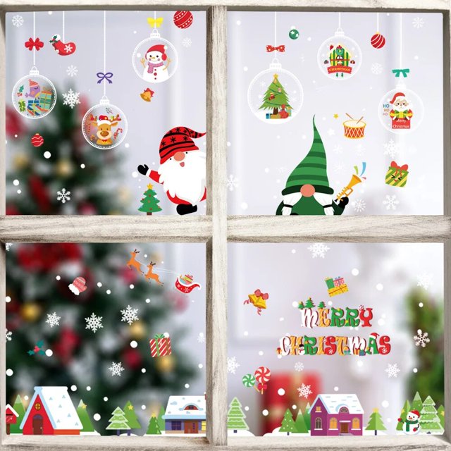 Pegatina electrostática de Papá Noel, copo de nieve, alce, creatividad, decoración de Navidad, calcomanía de pared, decoración de ventana linda, 1 Juego, 2023
