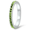 thumbnail image 2 of Sterling Silver Italian Crafted Simulated Peridot Green CZ 3mm Eternity Band, Size 10 + Cleaning Cloth, 2 of 7