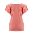 thumbnail image 5 of Deago Womens Summer Tops Ruffle Short Sleeve V Neck T-Shirts Casual Loose Fit Blouse Shirts (Pink, M), 5 of 10