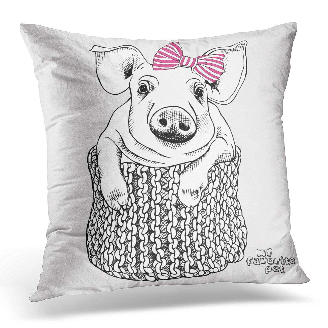 Retro Oil Painting Cartoon Animal Pig Dog Flax Pillow Case Cushion Cover H 