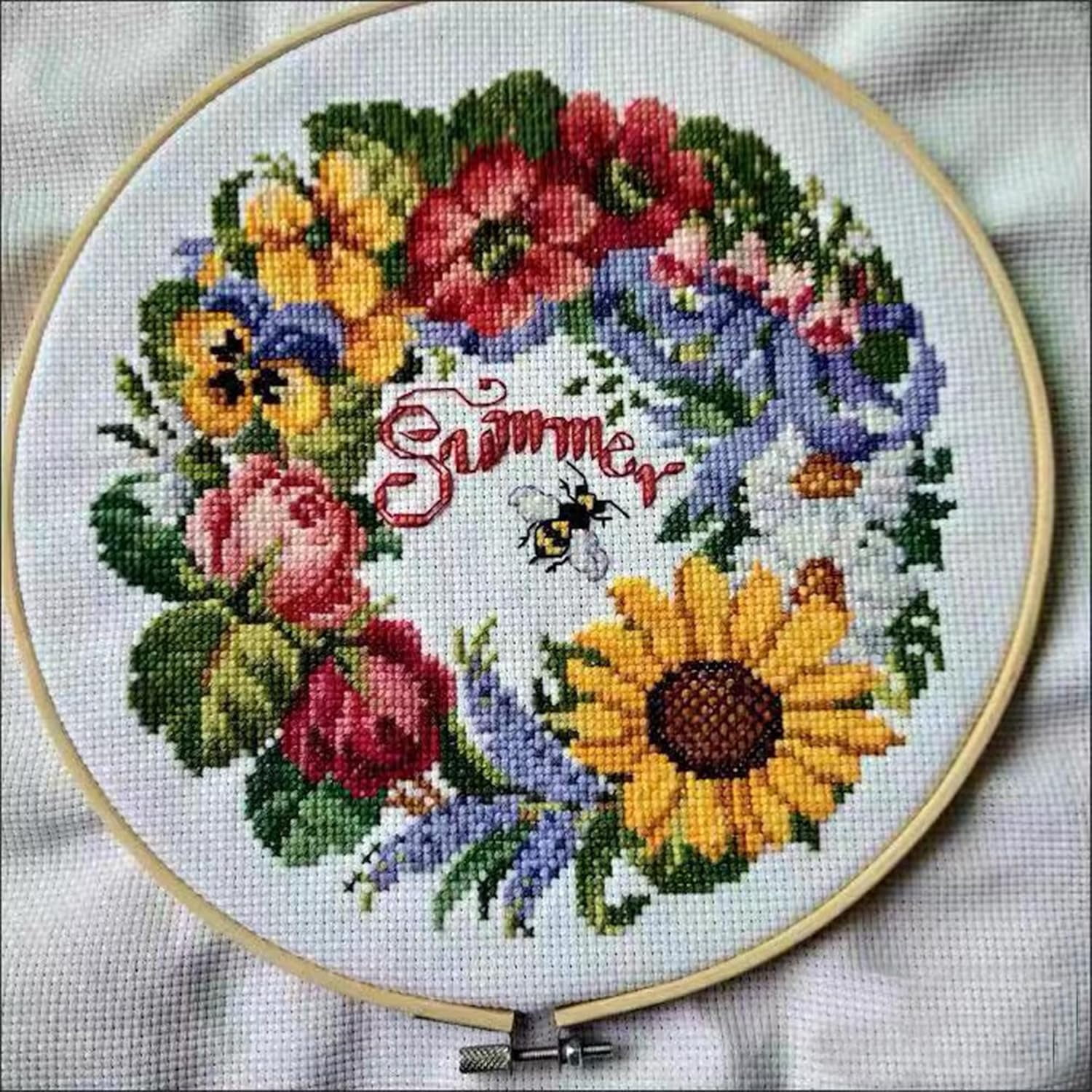12 Inch Bamboo Embroidery Hoops: 6 Pieces Wooden Large Embroidery Hoop Cross Stitch Hoop, Round Adjustable Bamboo Circle Embroidery Frame Ring for Art Craft Sewing