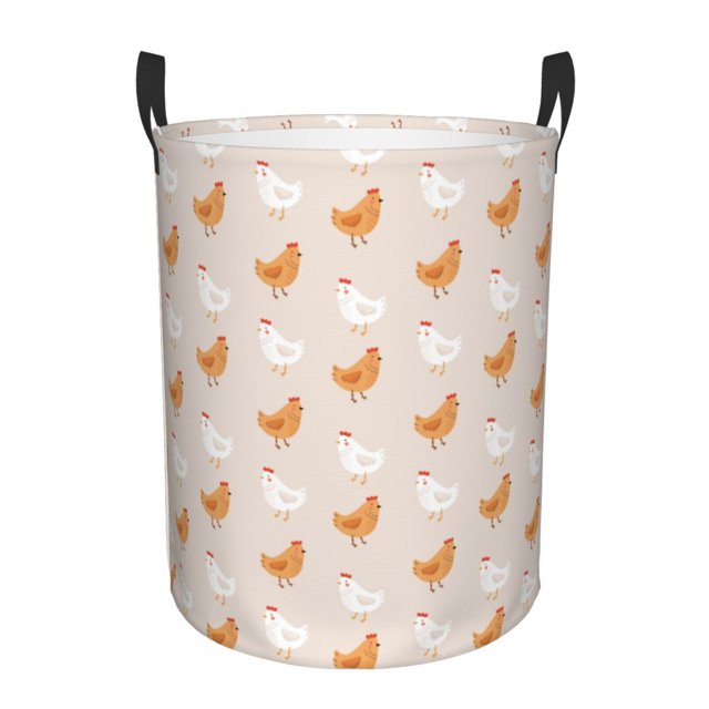 Fotbe Funny Chicken Cesto de Ropa con Asas, Cesto Impermeable de Gran Capacidad, Bolsa de Lavado para Dormitorio, Cesto de Ropa con Ruedas y Asas-Small