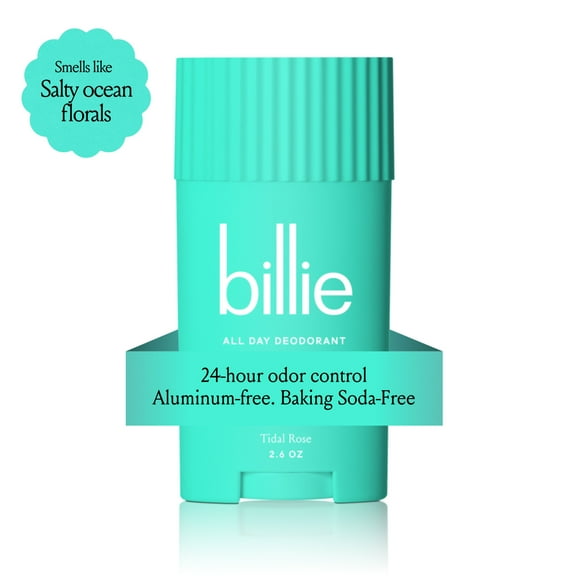 Billie All Day Womens Deodorant Stick, 2.6 oz, Tidal Rose Scent, 24 Hour Odor Control, Aluminum Free