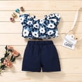 thumbnail image 3 of Mercatoo Baby Outfit Green Outfits Shorts Sleeve Baby Floral Toddler Girls Tops Printed Fly Girls Outfits&Set, 3 of 8