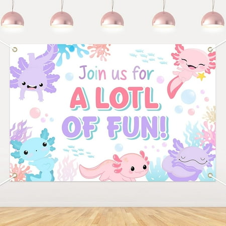5x3FT Axolotl Birthday Decorations Banner for Girls Join Us for Axolotl of Fun Birthday Backdrop Axolotl Party Background for Girl Pink Axolotl Cute Animals Birthday Party Supplies