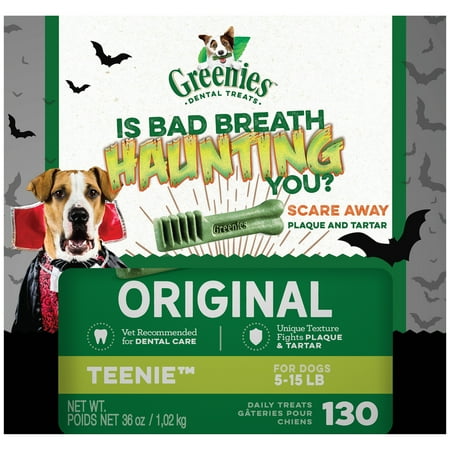 (5 pack) (5 Pack) Greenies Limited Edition Halloween Packaging Original Teenie Dog Dental Treats, 36 oz. Box (130 Treats)