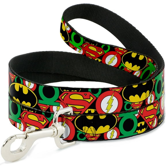 DC Comics Pet Leash, Dog Leash, Justice League Stacked Logos, 4 Feet Long 1.0 Inch Wide