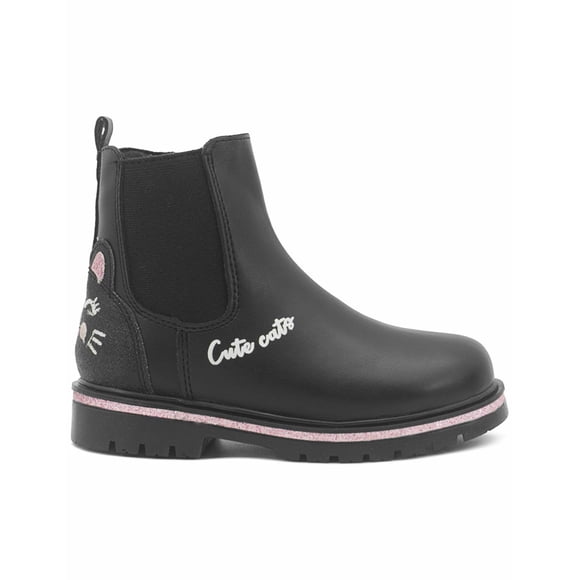 Botín Bambino Para Niña Elástica Casual Chunky Gatito Negro negro 13