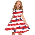 thumbnail image 1 of Odeerbi Niñas Día de La Independencia Vestido de Línea A Verano Patriótico Cuello Redondo Manga Corta Vestido Casual, 1 of 9