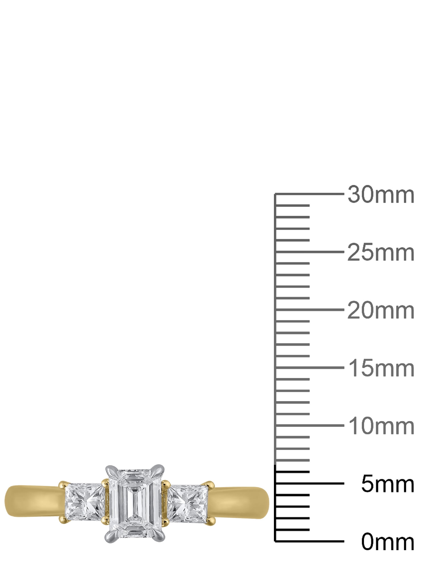 Brilliance Fine Jewelry 1 Carat T.W. Lab Grown Diamond Women 3 Stone Ring in 14KT Gold Plated Silver