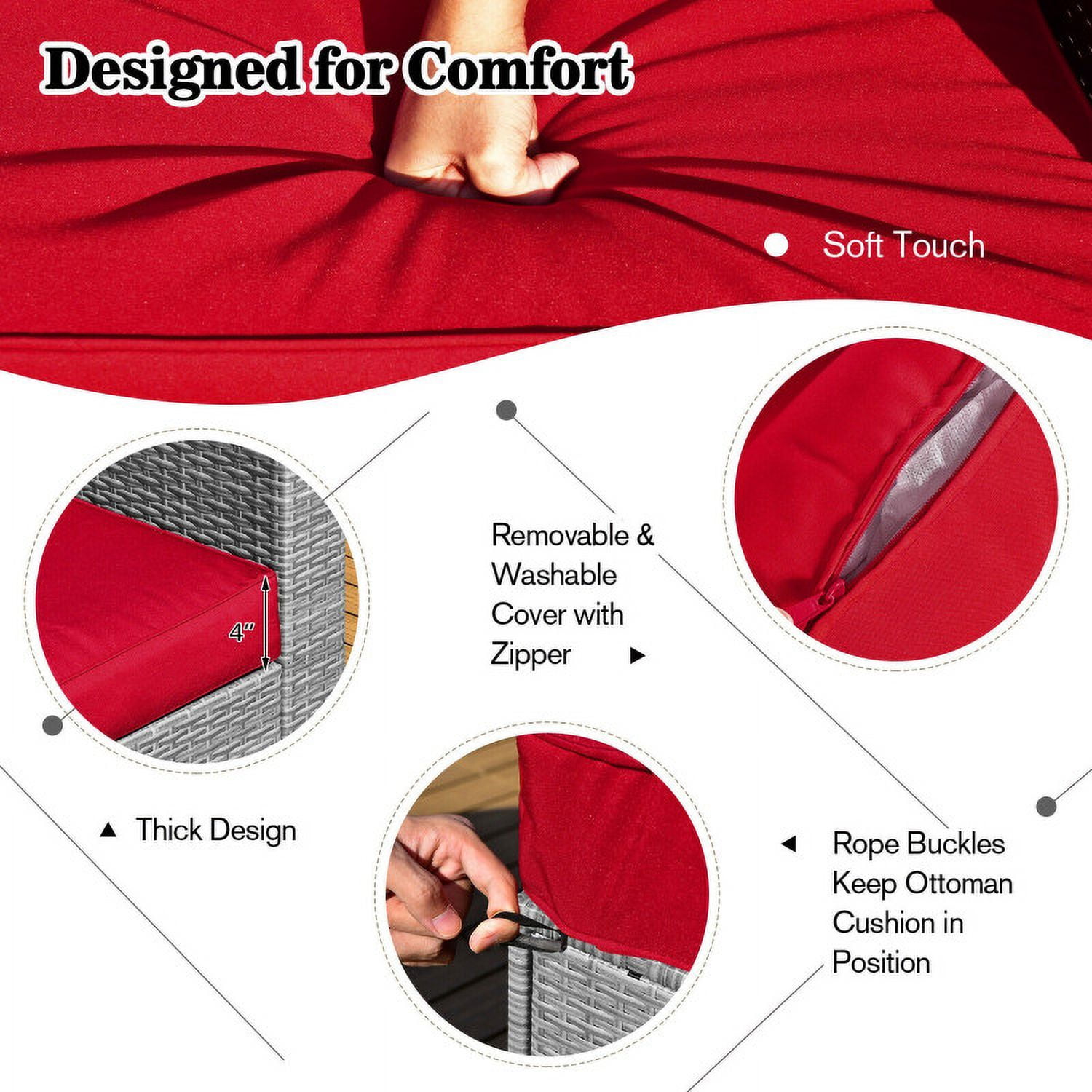 Aimee Lii 8 Pieces Patio Rattan Furniture Set with Storage Waterproof Cover and Cushion, Outdoor Patio Set, Red Aimee Lii 8 Pieces Patio Rattan Furniture Set with Storage Waterproof Cover and Cushion, Outdoor Patio Set, Red