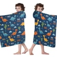thumbnail image 4 of Blue Dinosaurs with Clouds and Text Hooded Bath Towel，60"x35" for Ages 3 To 12 Kids, Quick Dry Lightweight Soft Microfiber Hood Beach Towel Cover Up for Kids, 4 of 7