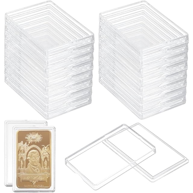 20 unidades de soportes de acrílico transparente para lingotes de plata de 1 onza (5 x 3 x 0,3 cm, medidas internas). Caja rectangular de almacenamiento apta para lingotes de plata de 1 onza.