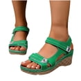 thumbnail image 5 of HomeDM Womens Wedges Sandals Ankle Strap Open Toe Summer Platform Comfortable Walking Sandal, Green Size 9.5, 5 of 9