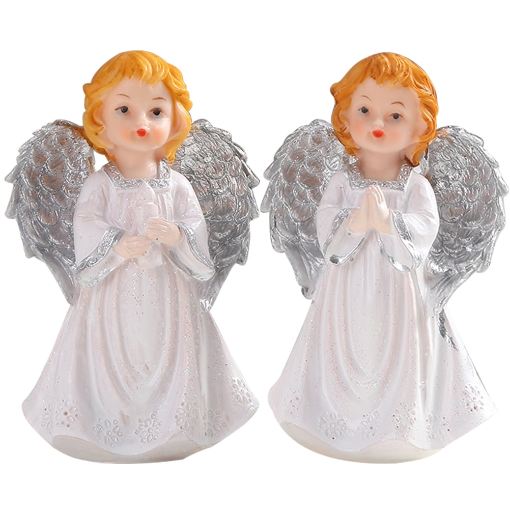 HOMEMAXS 2Pcs Resin Angel Sculpture Desktop Decorative Angel Figure