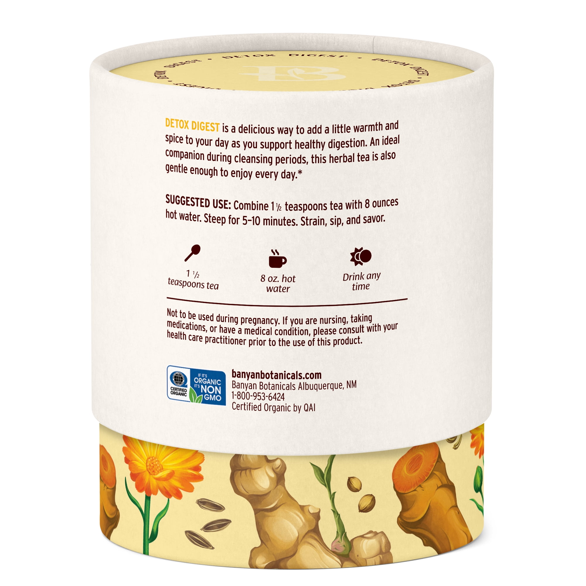 Banyan Botanicals Detox Digest CCF Tea – Organic Herbal Detox Tea with Turmeric and Ginger – Caffeine-Free Tea for Digestion and Cleansing* – 2 oz. – Non-GMO Sustainably Sourced Herbal Loose Leaf Tea