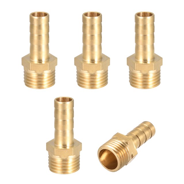 Conector adaptador de manguera de latón con espiga de 8mm x 1/4" G Macho 5pcs