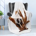 thumbnail image 4 of Boxer Dog Soft Flannel Fleece Throw Blanket, Funny Playful Puppy Lying on His Back Resting His Paws, Cozy Plush for Indoor and Outdoor Use, 50" x 70", Pale Caramel Dark Brown, by Ambesonne, 4 of 5