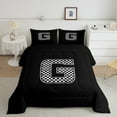 thumbnail image 2 of Feelyou Boys Initial Letter G Bedding Comforter Set, Black Monogrammed A to Z Twin Comforter Sets, Cartoon Theme Reversible Bedding Set, Microfiber Bedroom Decor, 2pcs, 2 of 8