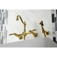 thumbnail image 3 of Kingston Brass KS1262ALBS Heritage Wall Mount Bridge Kitchen Faucet with Brass Sprayer, Polished Brass, 3 of 5