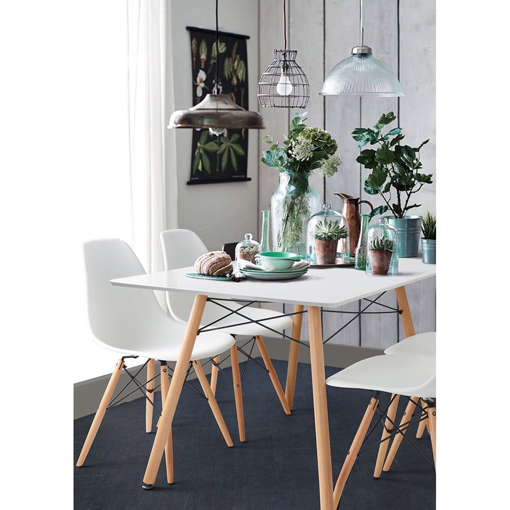 Dining Chairs Set of 6, Modern White Kitchen Chairs with Scandinavian