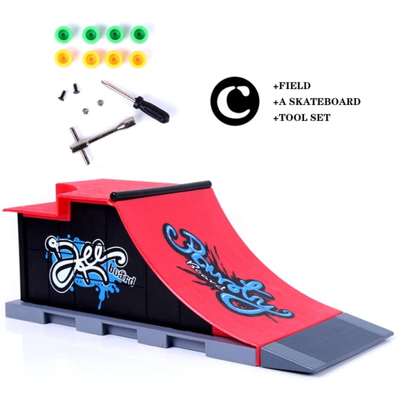 sdhkgrrt Finger Skateboard Ramp Kit, ABS Plastic Fingerboard Training Props forKidsAdults, Ultimate Skatepark Rail Kit for Fingerboard Tricks, Portable Mini SkateboardToysfor Home Office Desk Games