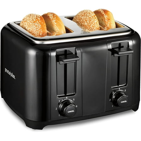 4 Slice Toaster with Extra Wide Slots, Black - Premium Toasting Experience