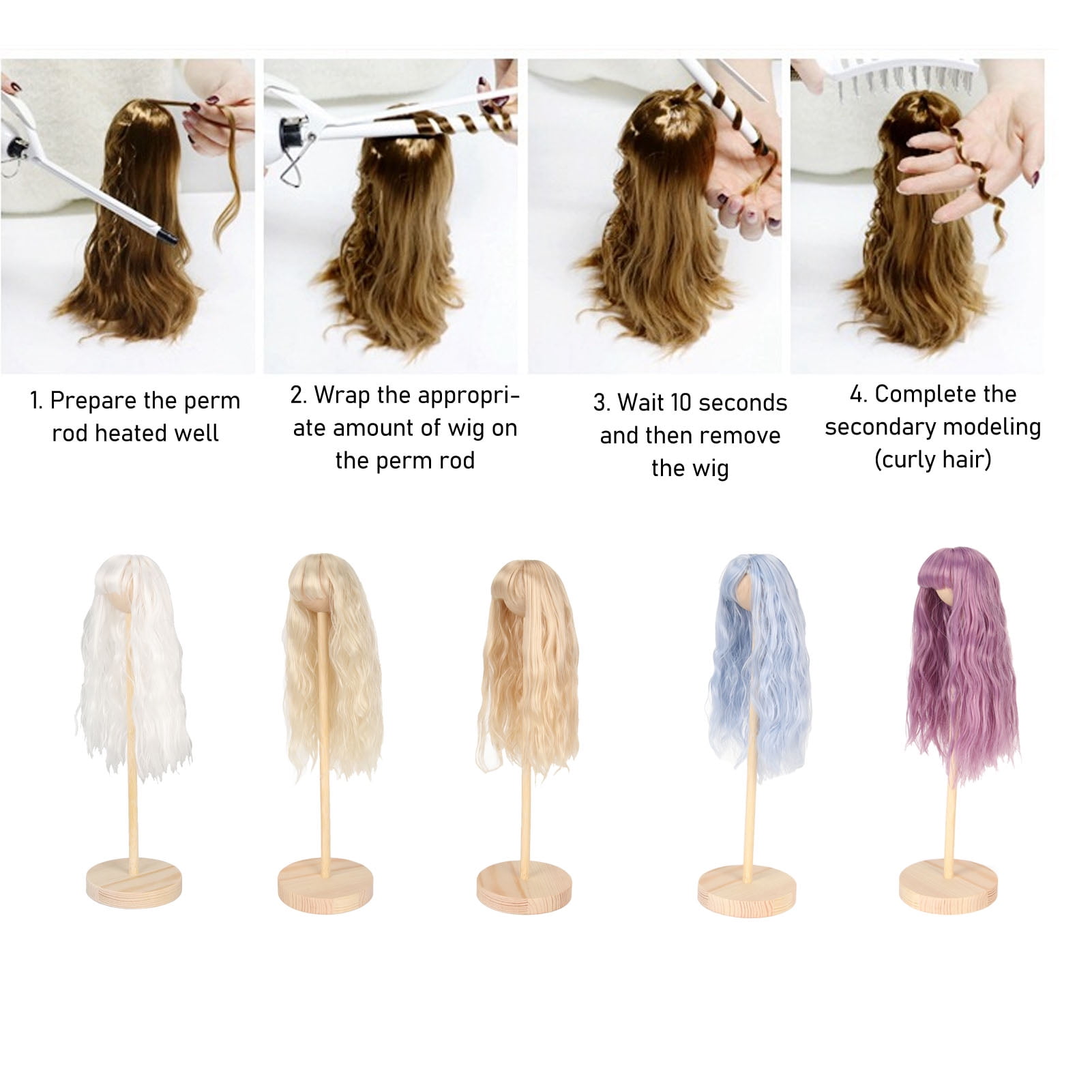 Doll Artificial High Temperature Silk Hair Doll Long Curly Hair For  17cm Doll