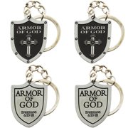 Armor of God Shield Pewter Keychain, Key Tag, Key Ring Pack of 4