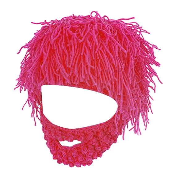 amagogo Knitted Hat Beard Hat Headgear Comfortable Winter Cold Cap Knit Bearded Hats Cap Rose