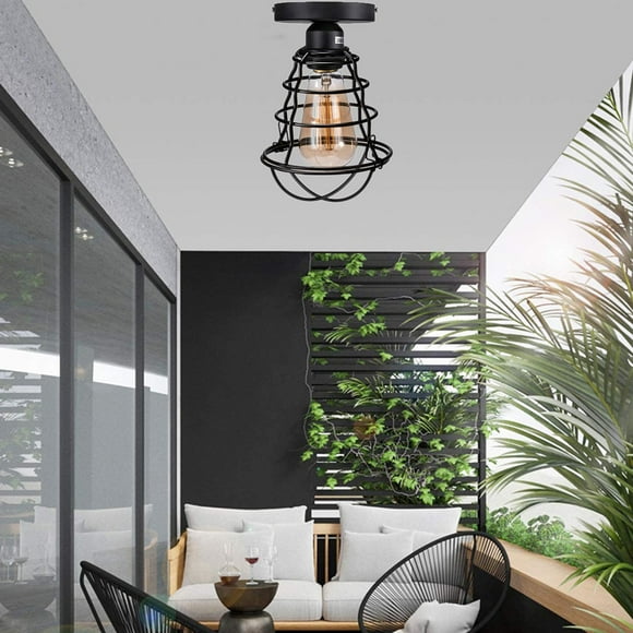 Vintage Ceiling Light Indoor Lighting Decorative Farmhouse Iron Metal Cage Cover