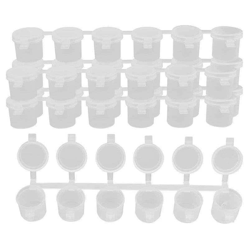 5 Strips 30 Pots Empty Paint Strips Paint Cup Pots, 10Ml/ 0.35Oz Mini