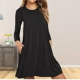 thumbnail image 3 of under 5.00 LYXSSBYX Long Sleeve Shirts for Women in Ladies Fashion Casual Long Sleeve Pure Color Loose T-shirt Dress with Pockets, 3 of 8