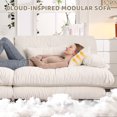thumbnail image 4 of 4 Seater Modular Sectional Cloud Couch, Chenille Deep Seat Sofa Couch with Pillows and 2 Ottomans, Upholstered Wide Arm Sofa, Comfy Cloud Couch for Living Room, White, 4 of 9