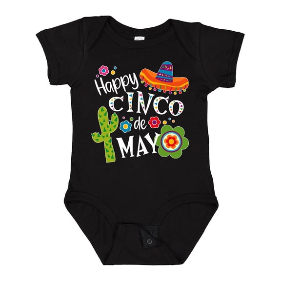 Inktastic Happy Cinco de Mayo- Sombrero, Cactus, Flowers Boys or Girls Baby Bodysuit