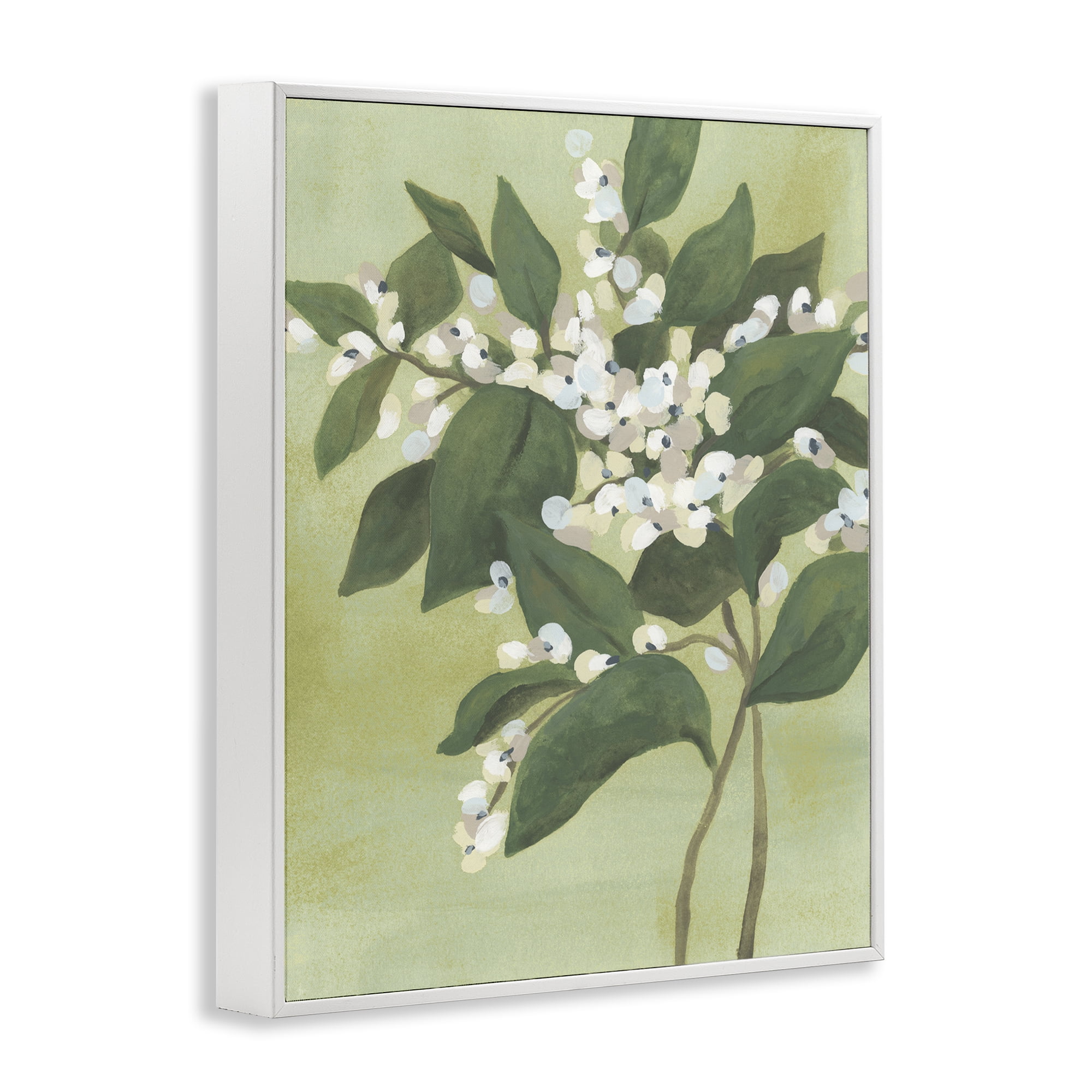 Stupell Industries Verdant Branch Bloom White Framed Giclee Art, design by June Erica Vess