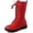 Red(with Fur), variant on Kid's Girls Leather Lace-Up Zipper Mid Calf Combat Riding Winter Boots (Toddler/Little Kid/Big Kid)