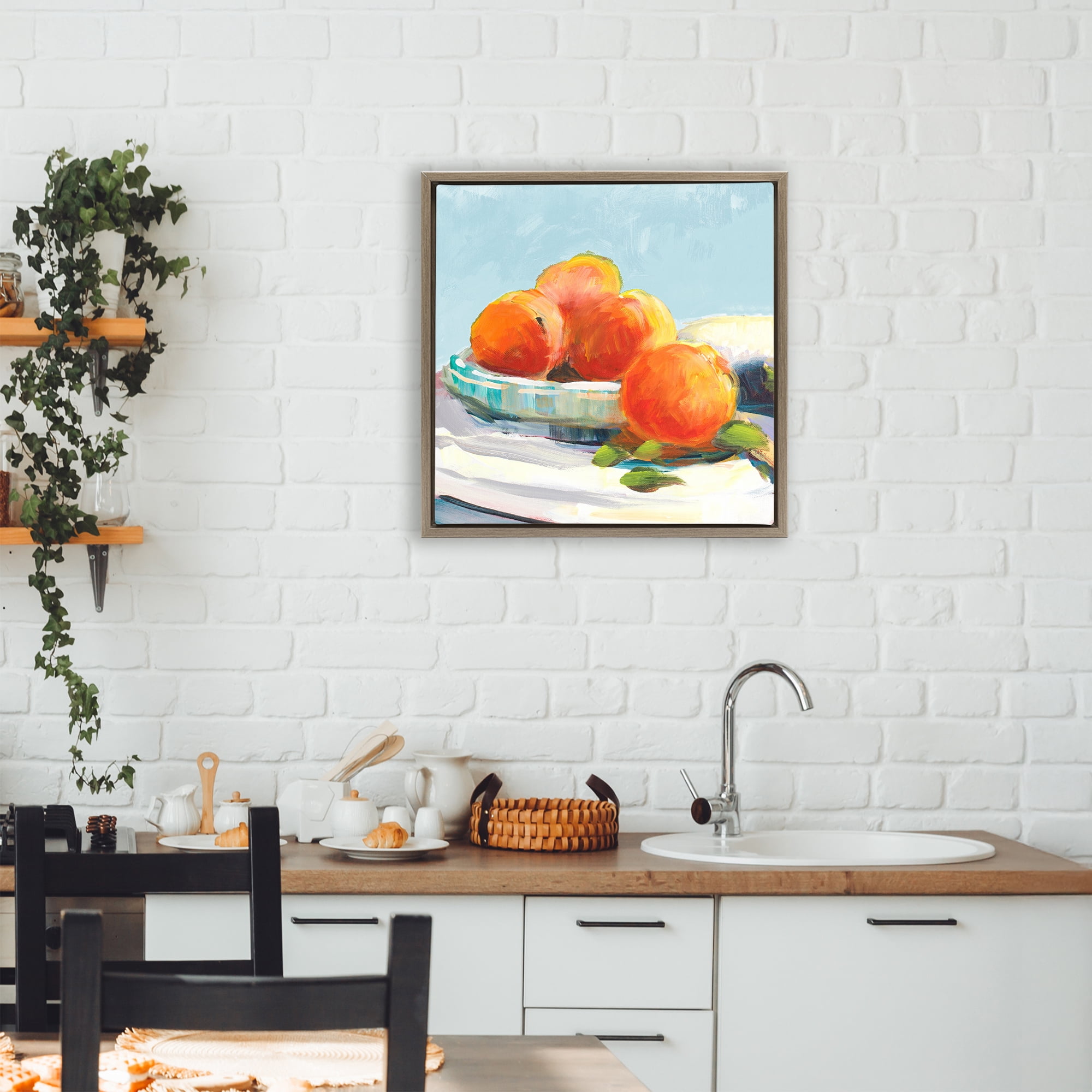 Stupell Industries Citrus Plantation Still Life Brown Framed Floater Canvas Wall Art, design by Jane Slivka