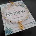 thumbnail image 2 of Pulsera Cristal Blanco Y Dije de Cruz Chapa de Oro Recuerdo Con Tarjeta Personalizada Para Bautizo, Primera Comunión, Confirmación, Boda, xv Años,etc.Paquete 10 Piezas, 2 of 5