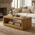 thumbnail image 2 of Furniture of America Robbs Modern Bottom Shelf Coffee Table, Medium Oak, 2 of 6