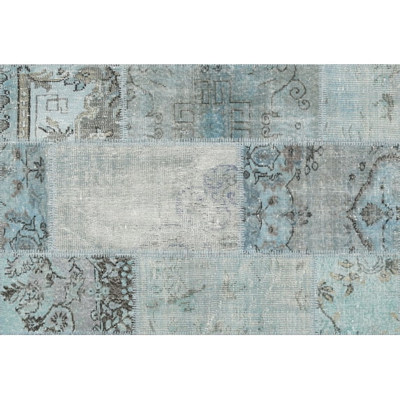 Ahgly Company Indoor Rectangle Contemporary Slate Gray Patchwork Area Rugs, 2' x 5'