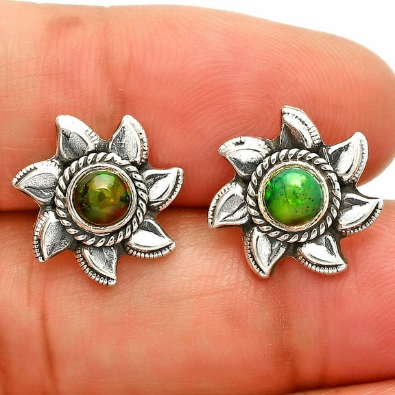 Natural Black Ethiopian Opal Stud 925 Sterling Silver Earrings Jewelry E-1246 SDE83821