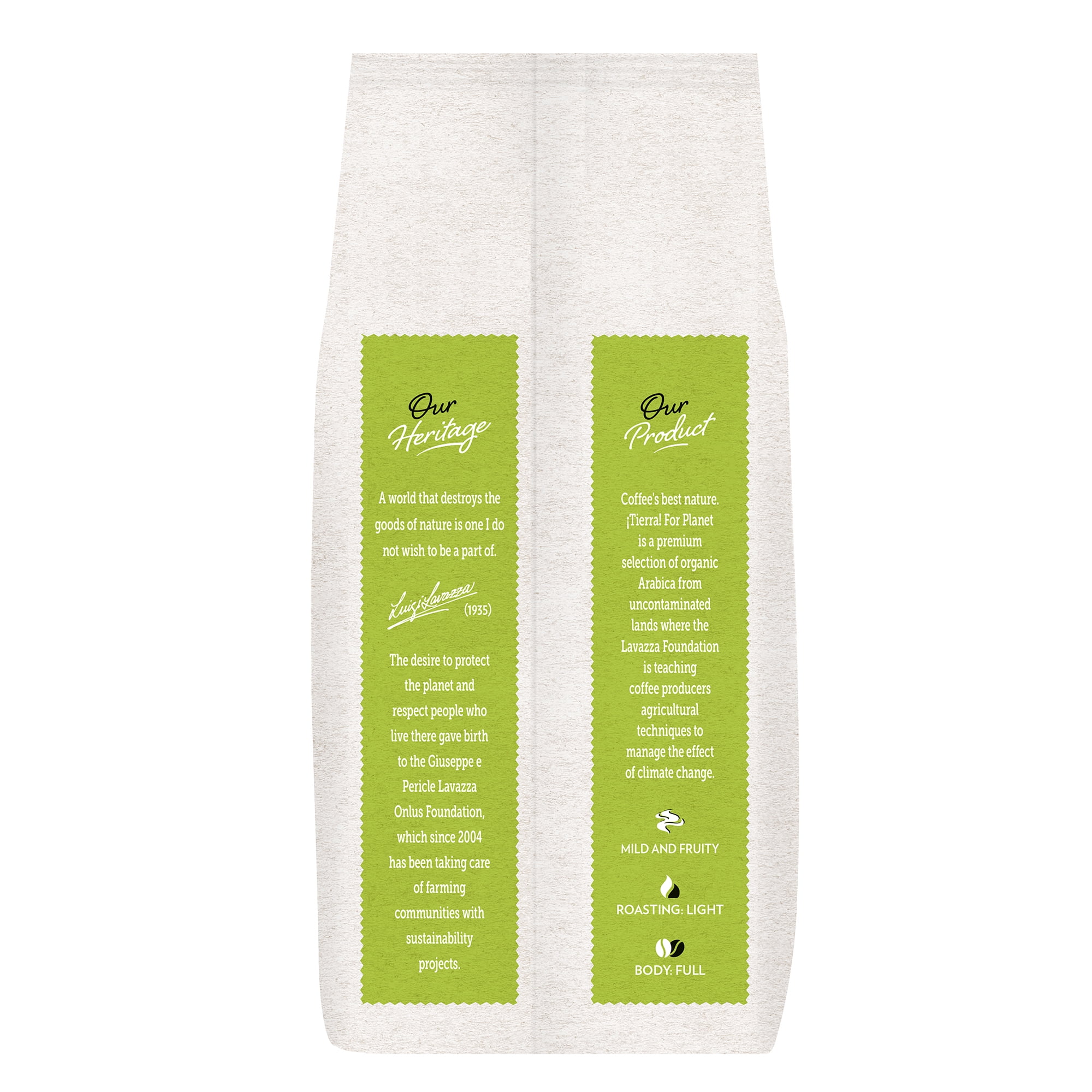 Lavazza ¡Tierra! Organic for Planet Whole Bean Coffee, Light Roast, 100% Arabica, 2.2 lb Bag